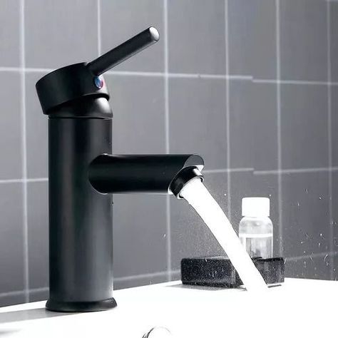 Llave Grifo Lavamanos Monomando Negro Mate Clasica  304-65-7