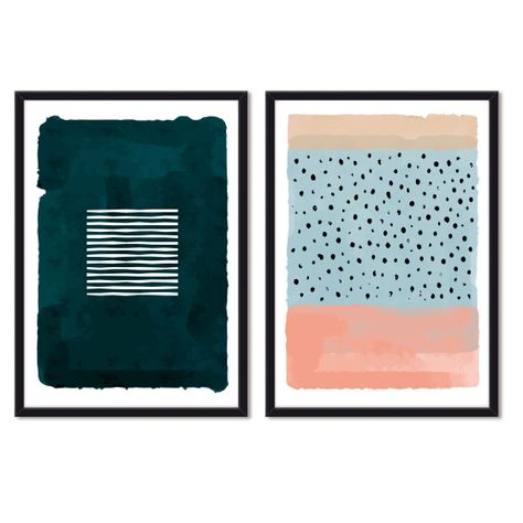 Set doble de Cuadros Abstracto Petroleo Lluvia-0