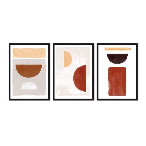 Set Triple Cuadros Abstracto Rubi Lunar-0