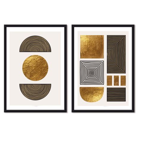 Set doble de Cuadros Geo Dorado-0