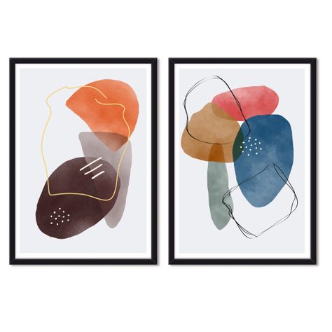 Set doble de Cuadros Abstracto Color Piedra-0