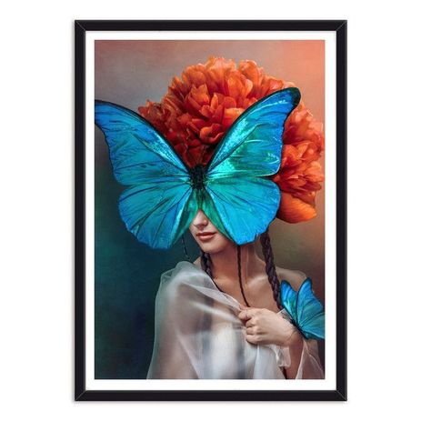 Cuadro  Individual Mujer Mariposa -0