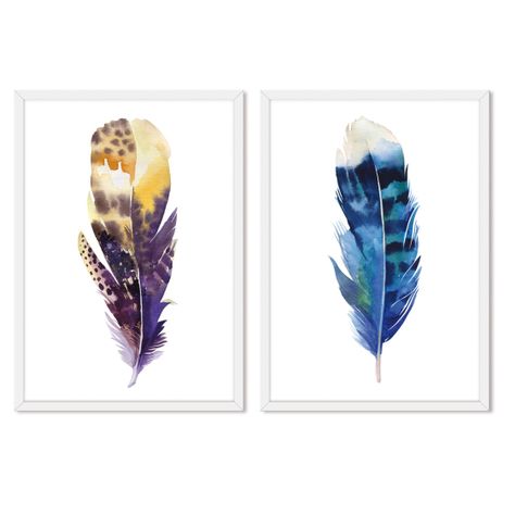 Set doble de Cuadros Plumas -0