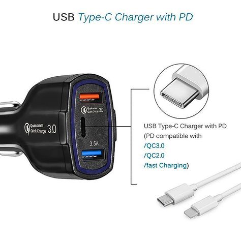 Cargador Rapido Auto Tipo C Y USB Doble -1