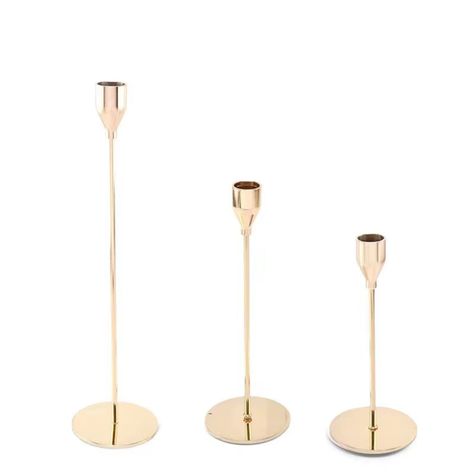 Candelabro 3 Piezas Porta Vela Centro de Mesa Clasic Gold-0