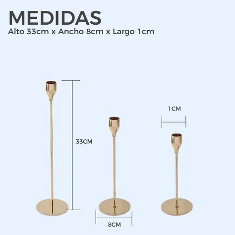 Candelabro 3 Piezas Porta Vela Centro de Mesa Clasic Gold-2