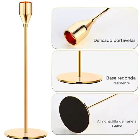 Candelabro 3 Piezas Porta Vela Centro de Mesa Clasic Gold-5