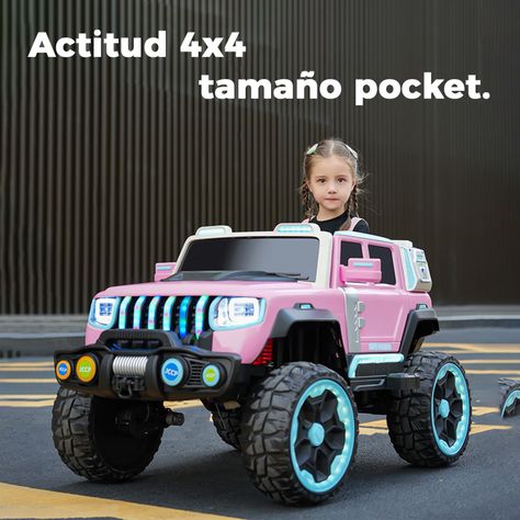 Jeep Eléctrico XXL 4x4 Con Luces Led, Sonido y Control Rosado-2