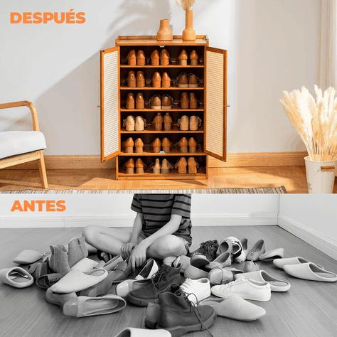 Zapatero Organizador Almacenamiento Armario Con Puertas -5