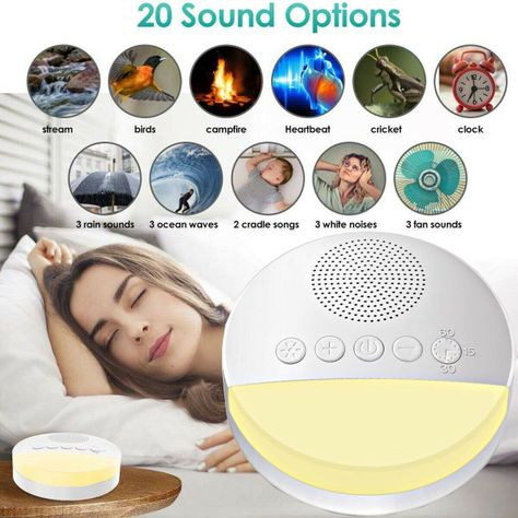 Máquina Ruido Blanco Con Luz Noche Cálida Temporizador Bebe-4
