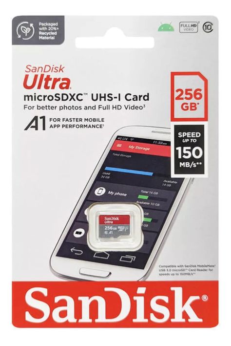 Tarjeta Memoria Sandisk Ultra Micro Sd 256gb 150 Mb/s A1 C10-2