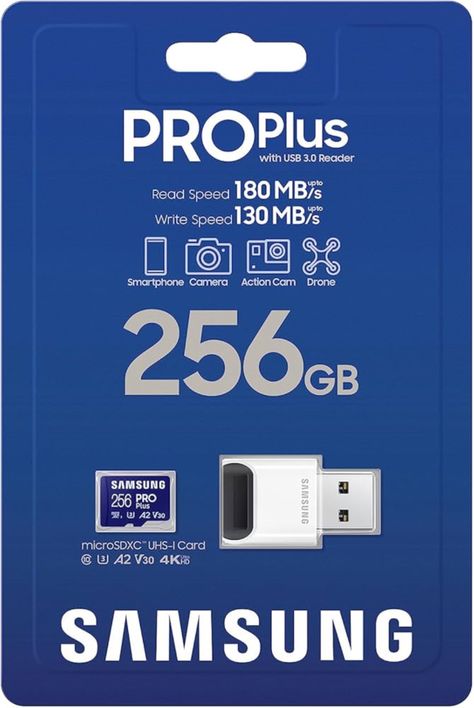 Memoria Microsd Samsung Pro Plus 256gb 180mb/s V30, A2, 4k-2