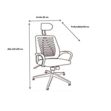 Silla De Oficina Mesh Con Cabezal Negra Midtown-3