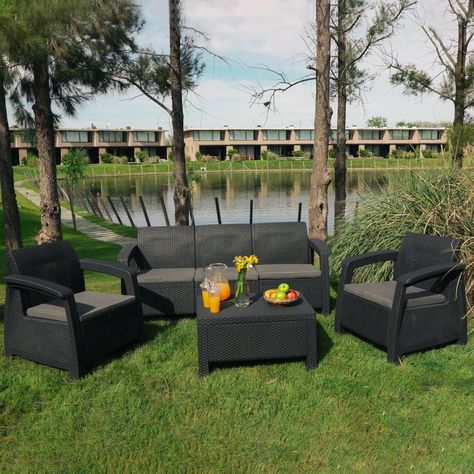 Juego de Terraza Living Jardin 3 Cuerpos Corfu Grafito-1