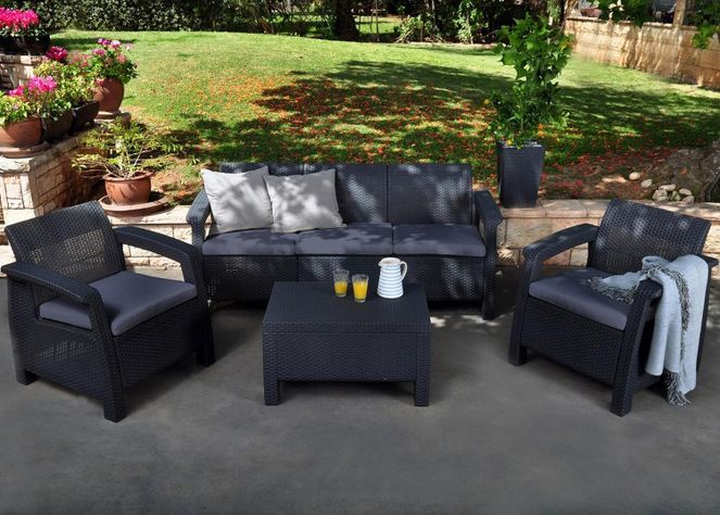 Juego de Terraza Living Jardin 3 Cuerpos Corfu Grafito-2
