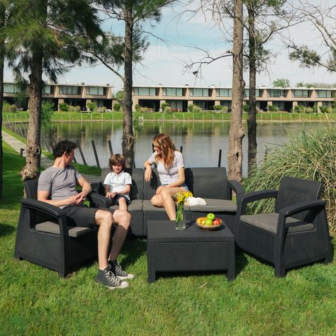 Juego de Terraza Living Jardin 3 Cuerpos Corfu Grafito-3