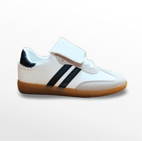 ZAPATILLAS MUJER  BLANCO NEG RAYAS PU-0