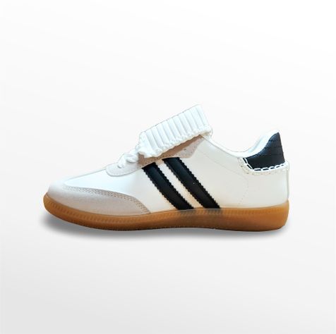 ZAPATILLAS MUJER  BLANCO NEG RAYAS PU-1