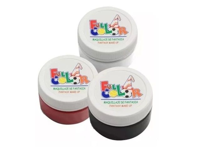 Pack 3 Pinturas Maquillaje Fantasía Full Color (Blanco Negro Rojo)-0