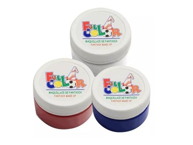 Pack 3 Pinturas Maquillaje Fantasía Full Color (Blanco Azul Rojo)-0