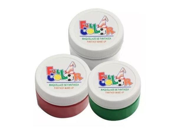 Pack 3 Pinturas Maquillaje Fantasía Full Color (Blanco Verde Rojo)-0