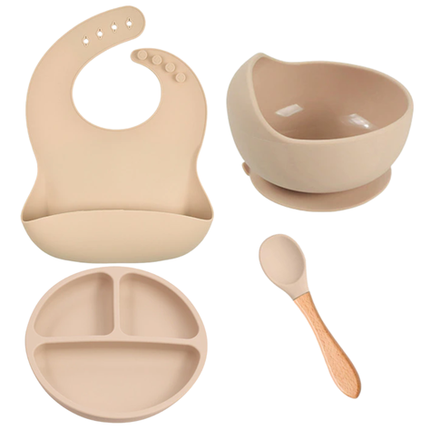 Set De Alimentación Silicona Platos Bebe-1