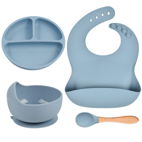 Set De Alimentación Silicona Platos Bebe-0