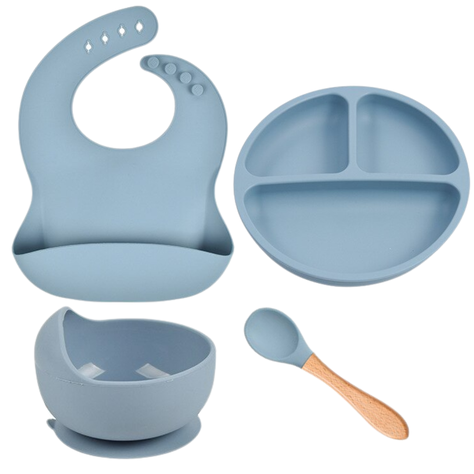 Set De Alimentación Silicona Platos Bebe-1
