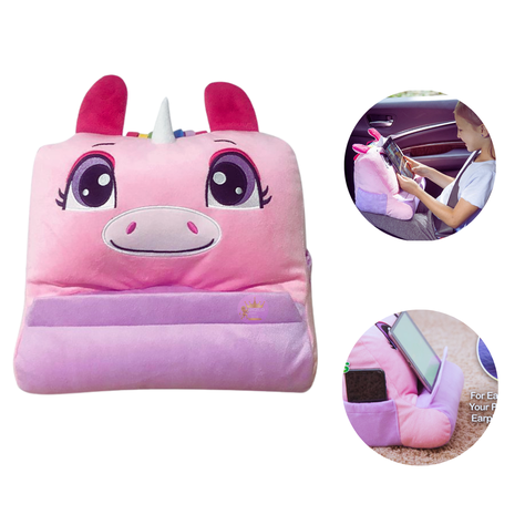 Soporte Porta Table Dispositivos o Libros En Peluche Almohada Rosa-1