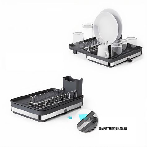Secaplatos Escurridor Cocina Acero Inoxidable Plegable Loza-4