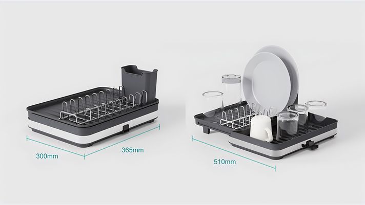 Secaplatos Escurridor Cocina Acero Inoxidable Plegable Loza-7