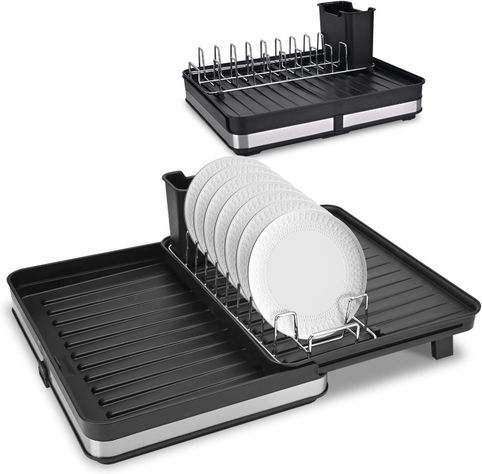 Secaplatos Escurridor Cocina Acero Inoxidable Plegable Loza-1