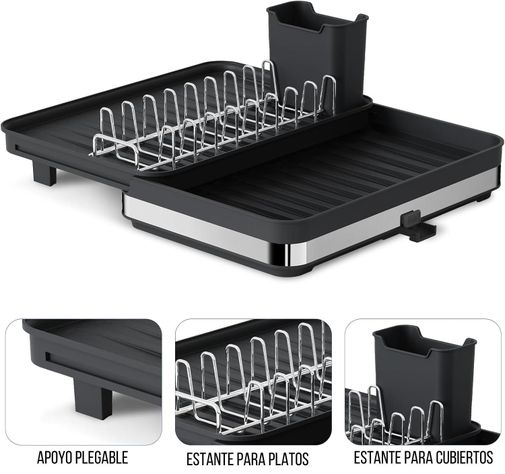 Secaplatos Escurridor Cocina Acero Inoxidable Plegable Loza-2