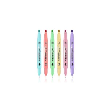 Destacadores Doble Punta Set 6 Unidades Pastel-3