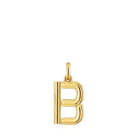 Colgante mediano letra B con baño de oro 18 kt sobre plata Alphabet-0