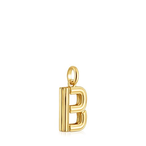 Colgante mediano letra B con baño de oro 18 kt sobre plata Alphabet-1