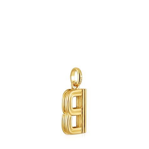 Colgante mediano letra B con baño de oro 18 kt sobre plata Alphabet-2