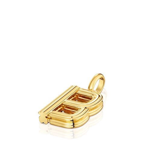 Colgante mediano letra B con baño de oro 18 kt sobre plata Alphabet-3