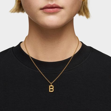 Colgante mediano letra B con baño de oro 18 kt sobre plata Alphabet-6