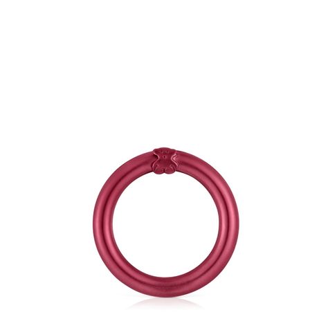Anilla mediana de plata en color rojo Hold-0