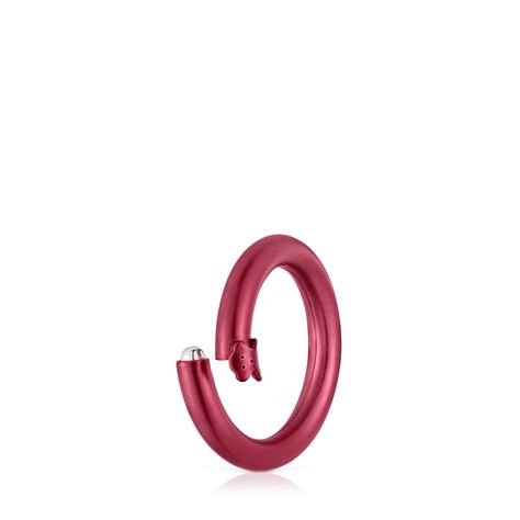 Anilla mediana de plata en color rojo Hold-1