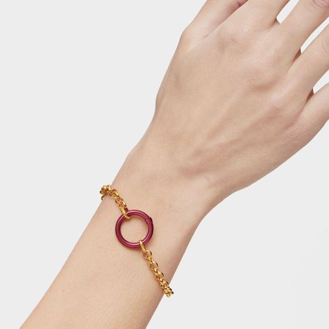 Anilla mediana de plata en color rojo Hold-5