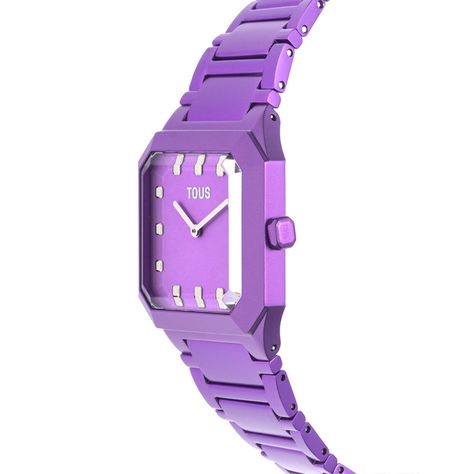 Reloj analógico con brazalete de aluminio lila Karat Squared-1