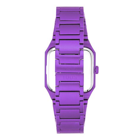 Reloj analógico con brazalete de aluminio lila Karat Squared-2