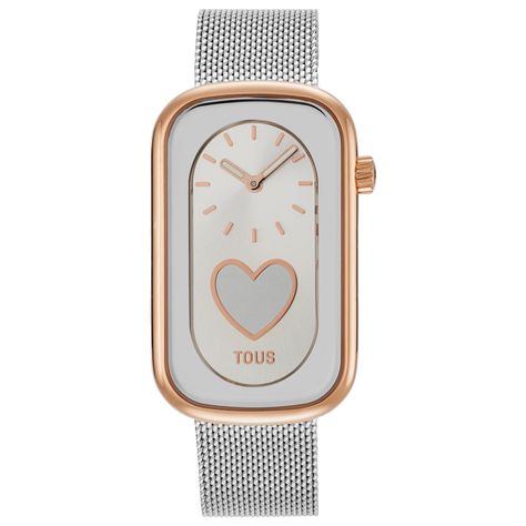 Reloj analógico bicolor con silueta corazón y brazalete de acero T-Band Club-0