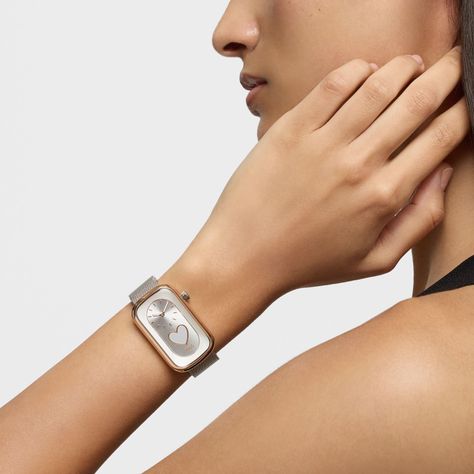 Reloj analógico bicolor con silueta corazón y brazalete de acero T-Band Club-4