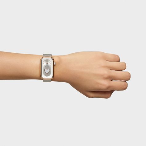 Reloj analógico bicolor con silueta corazón y brazalete de acero T-Band Club-6