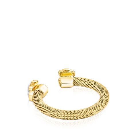 Anillo Tous abierto Mesh Color de Acero IP dorado y Howlita-2