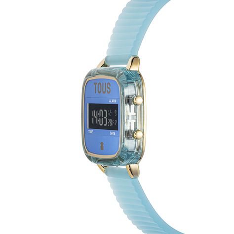 Reloj digital con correa de silicona azul D-Logo Fresh Tous-1