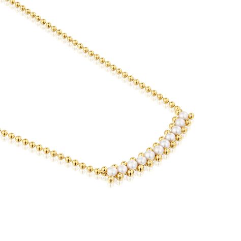 Gargantilla con baño de oro de 18 kt sobre plata y perlas-2